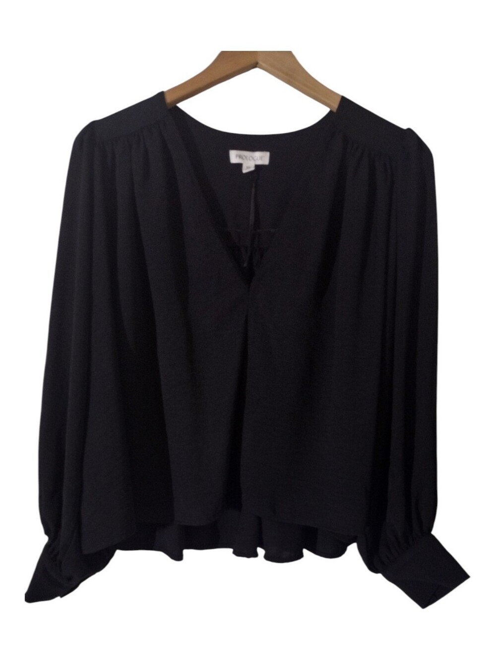 Prologue Black Long-Sleeve V-Neck Peasant Blouse